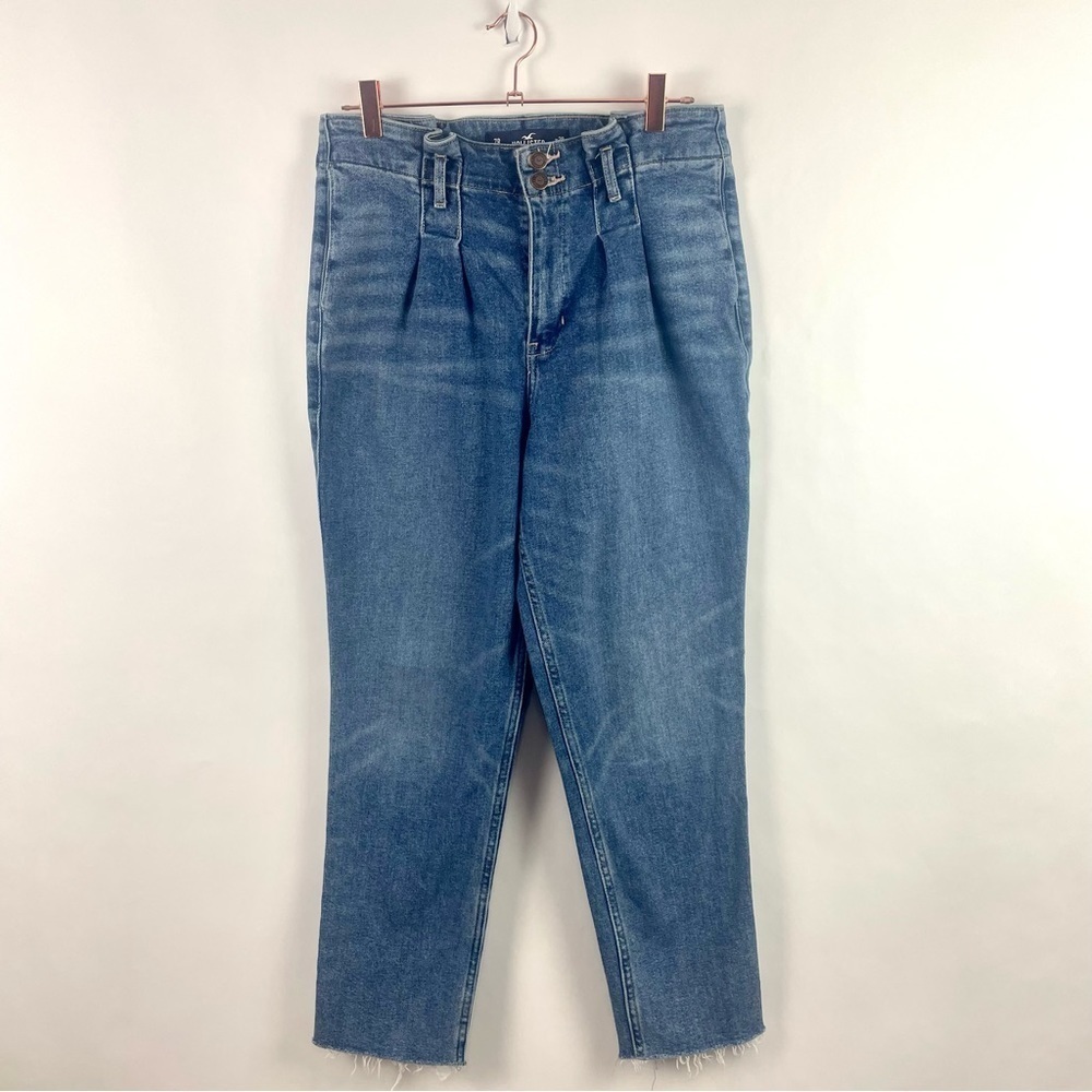 Hollister Vintage Stretch Curvy Ultra High-Rise Mom Jean Medium‎ Wash Raw Hem 7R